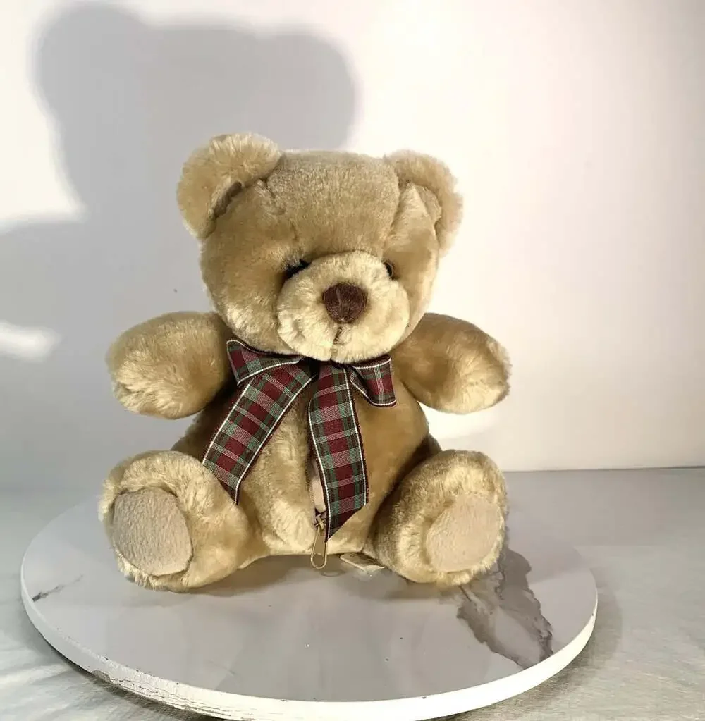 First & Main light brown teddy plush zipper belly